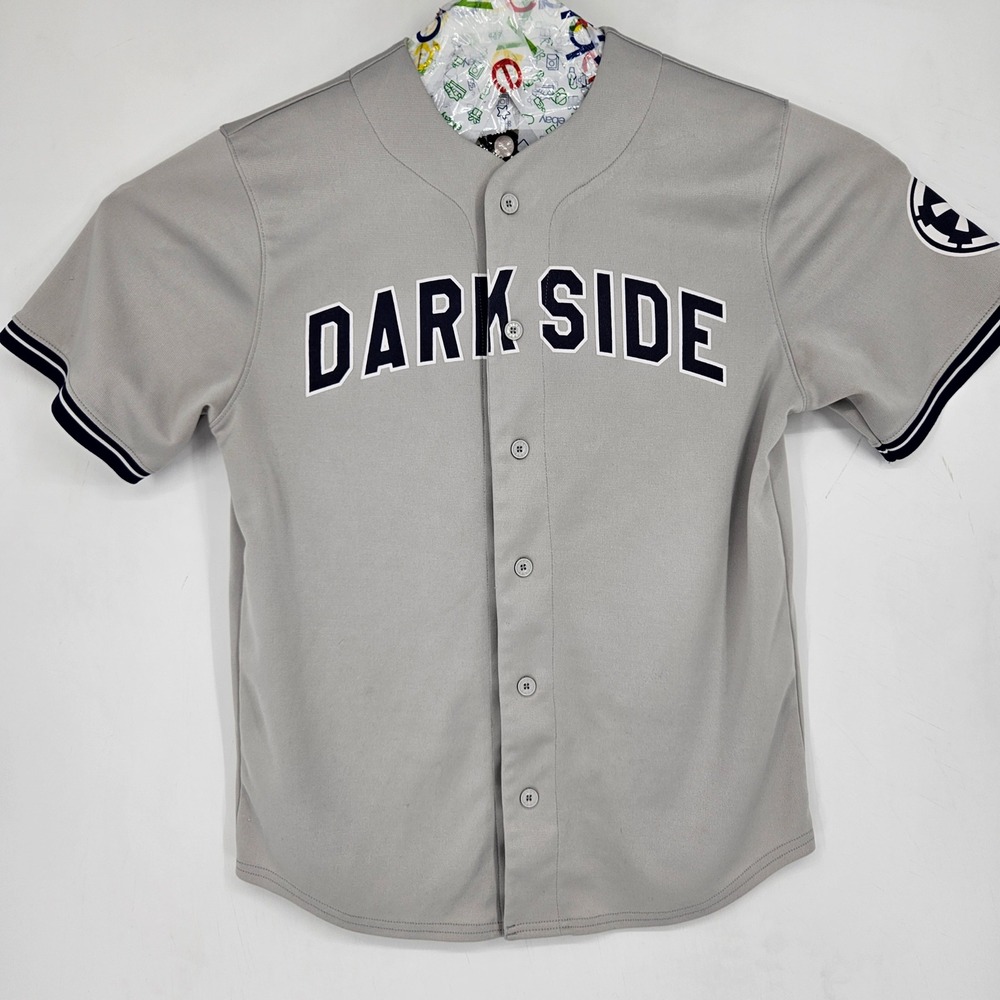 Star Wars Dark‎ Side Jersey Mens Medium Baseball Gray Shirt #77 Short Sleeve